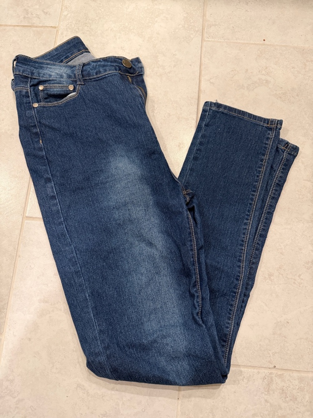 U. W. J Dark Blue white wash Denim Jeans - Picture 2 of 5